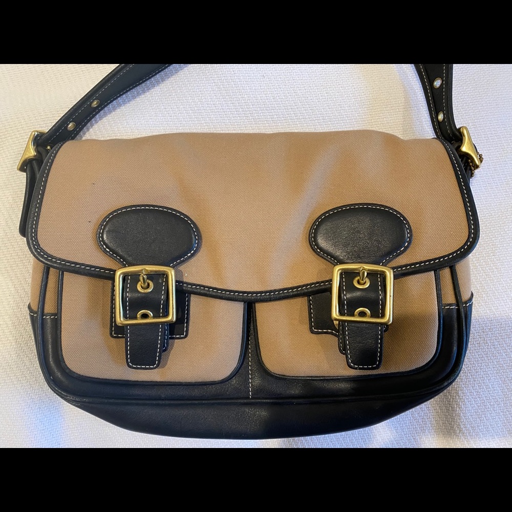 Coach leather and canvas crossbody bag